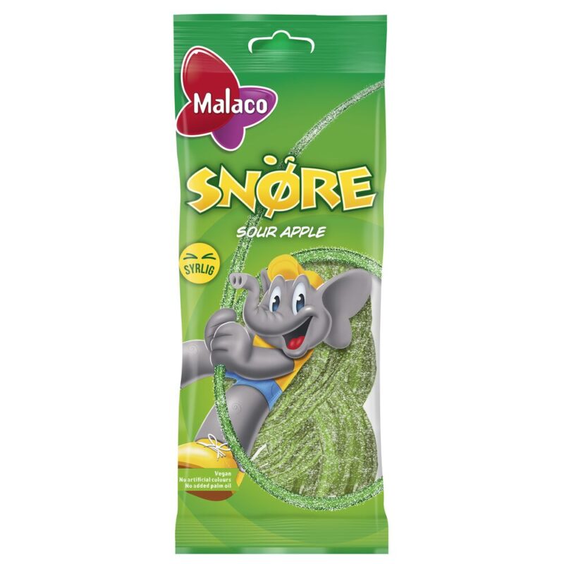 Malaco Snøre Sour Apple 94g | Sure eplesnører