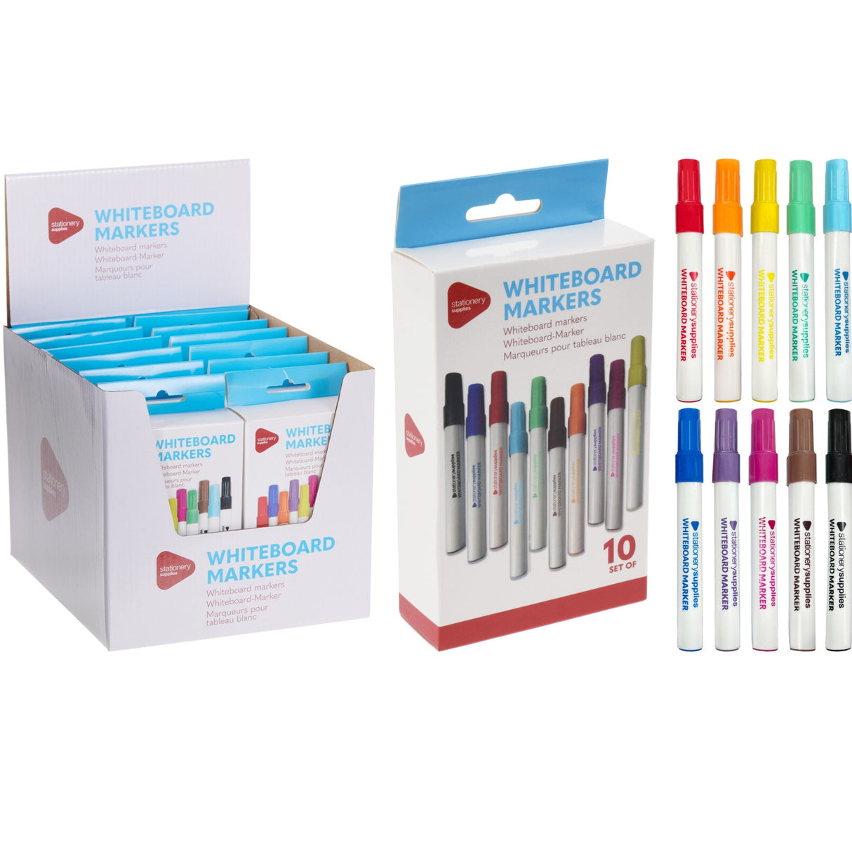 Whiteboard-tusjer 10pk | Ulike farger