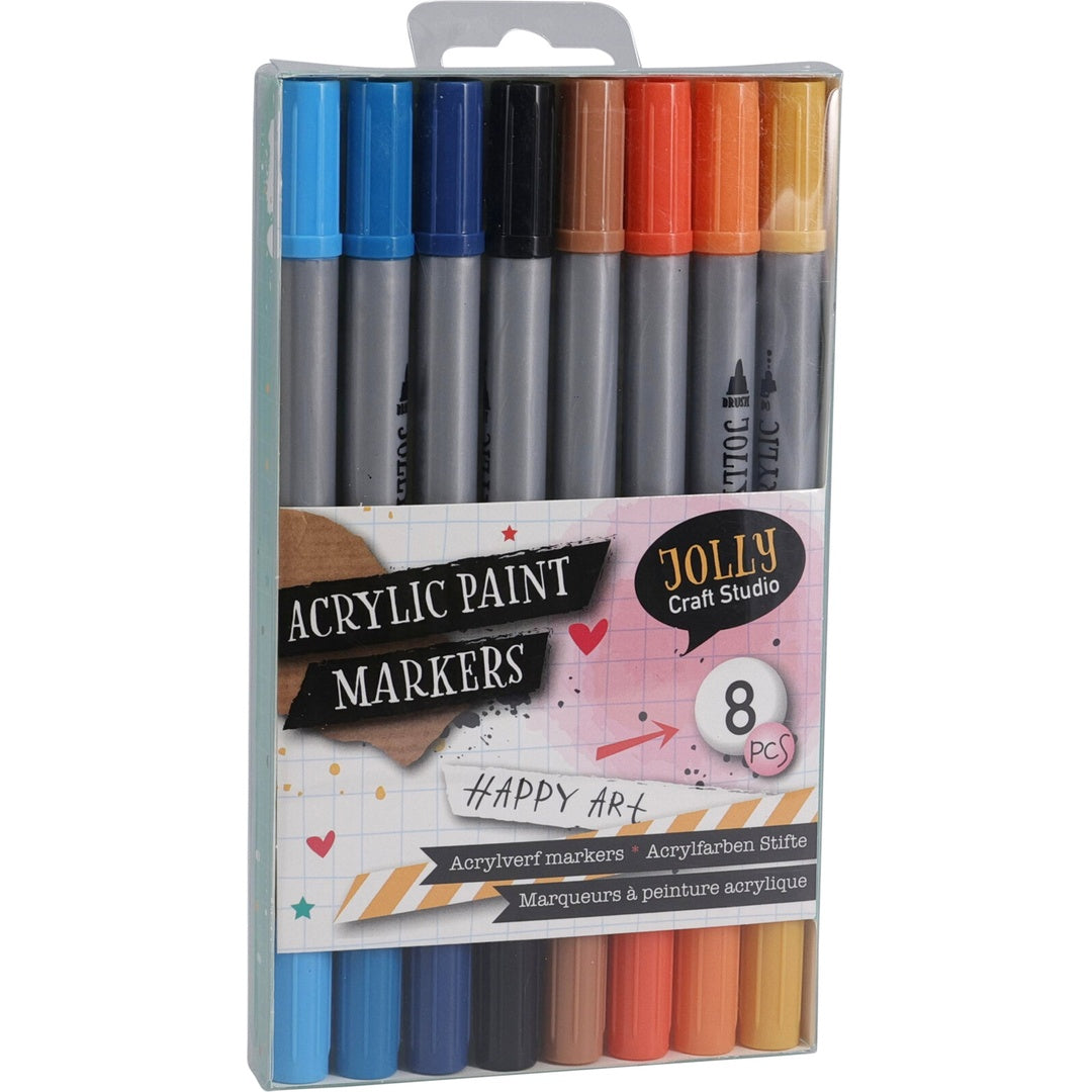 Tusjer med dobbelt tupp 8 stk | Art & Craft