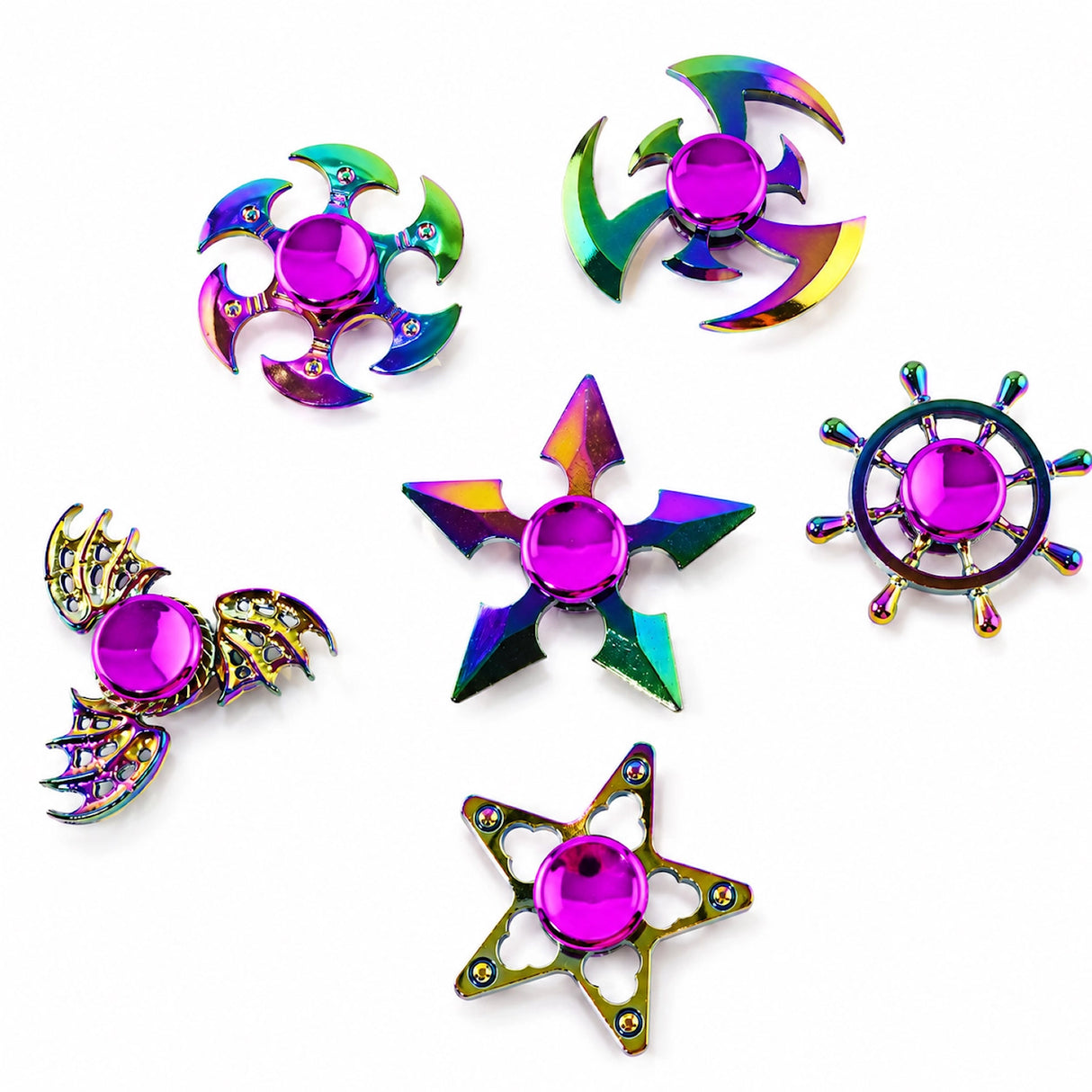 Fidget Spinner Metall Regnbue | 6 Varianter