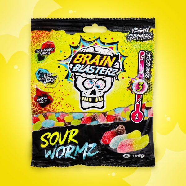 Brain Blasterz Sour Wormz 100g | Sure vingummiormer