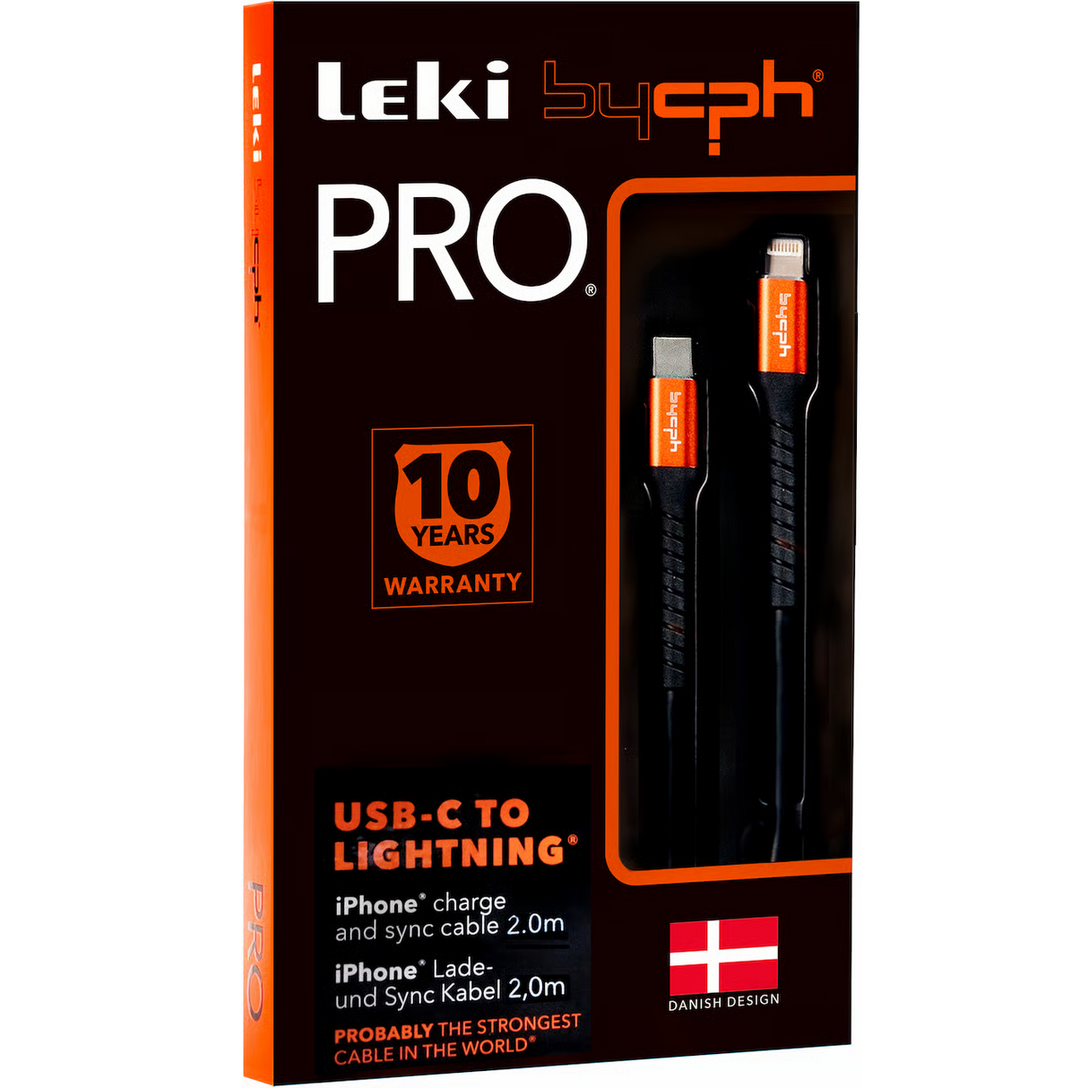 Leki by cph PRO Ladekabel USB-C til Lightning 2m | Svart