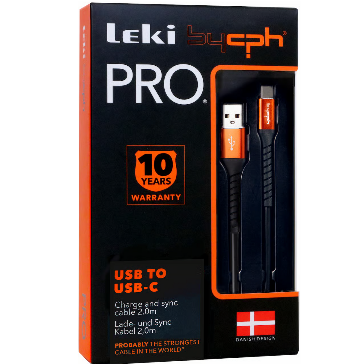 Leki by cph PRO Ladekabel USB til USB-C 2m | Svart