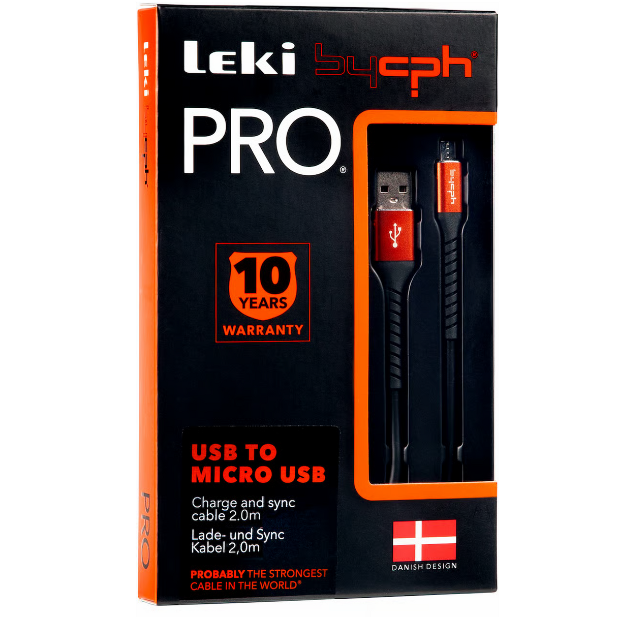 Leki by cph PRO Ladekabel USB til Micro-USB 2m | Svart