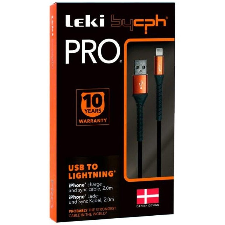 Leki by cph PRO Ladekabel USB til Lightning 2m | Svart