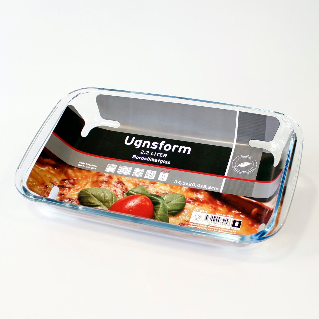 Ovnsform Glass Rektangulær 2,2L | Borosilikatglass