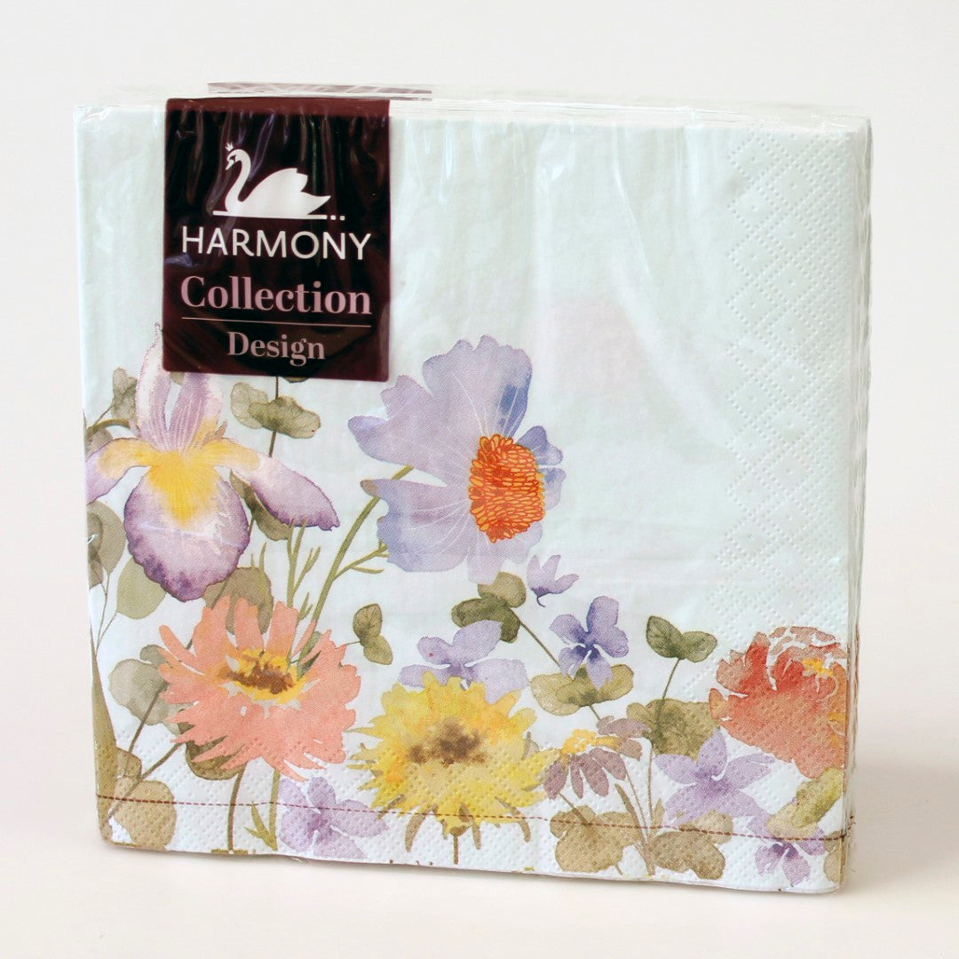 Servietter med Akvarellblomster 20pk | 33x33cm