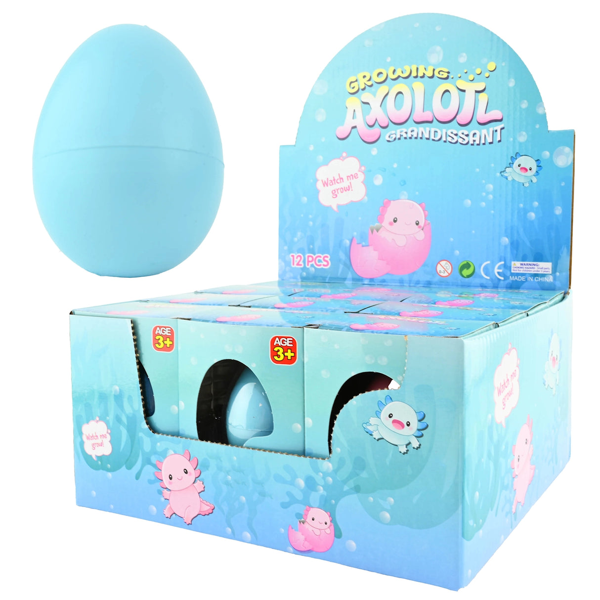 Axolotl Klekkeegg 6cm | Blå eller Rosa | Growing Egg