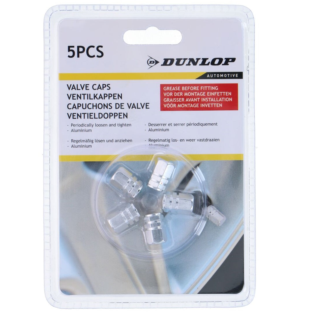 Dunlop | Sølv Ventilhetter | 5 stk