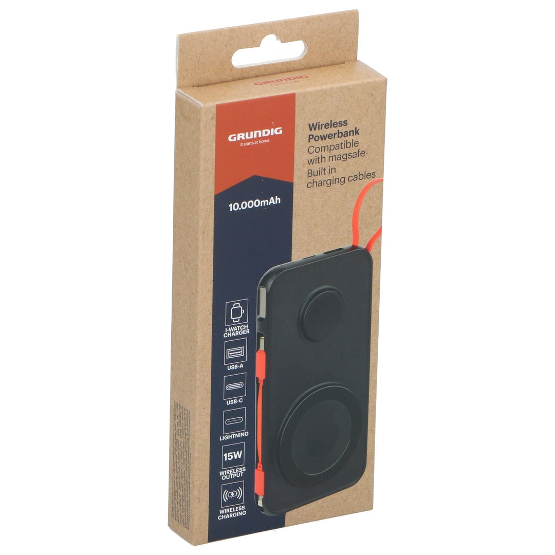 Grundig Magnetisk Powerbank 10 000 mAh | Trådløs Lading