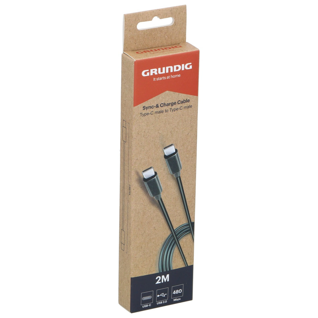 USB-C-til-USB-C Kabel 2m Sort | Grundig