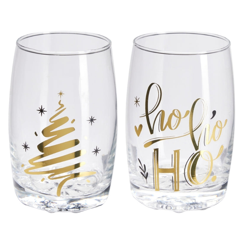 Drikkeglass Jul Gulltekst 2pk 300ml | 2ass