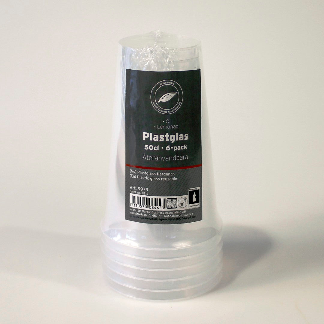 Plastglass øl 6 stk 50 cl gjenbrukbare