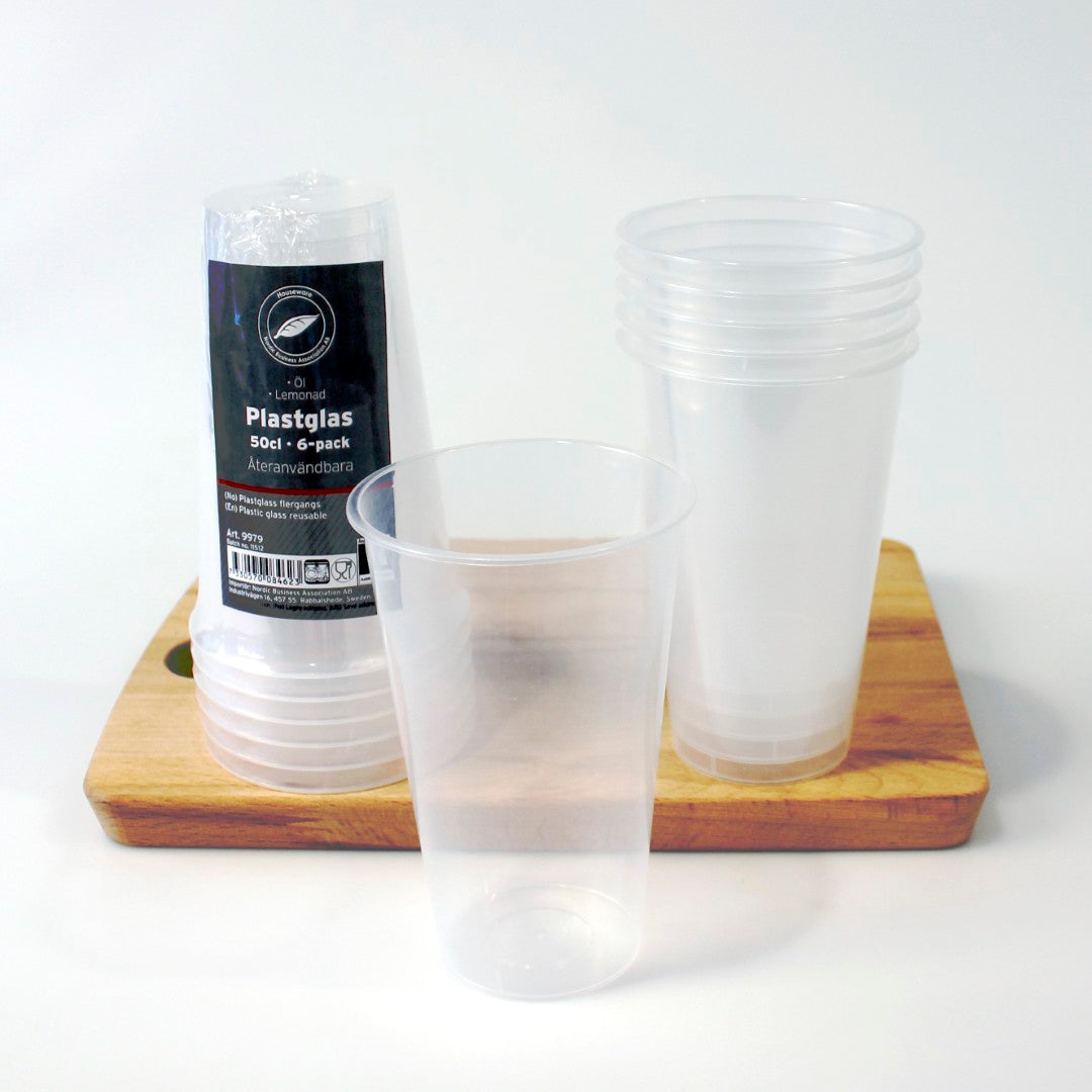 Plastglass øl 6 stk 50 cl gjenbrukbare