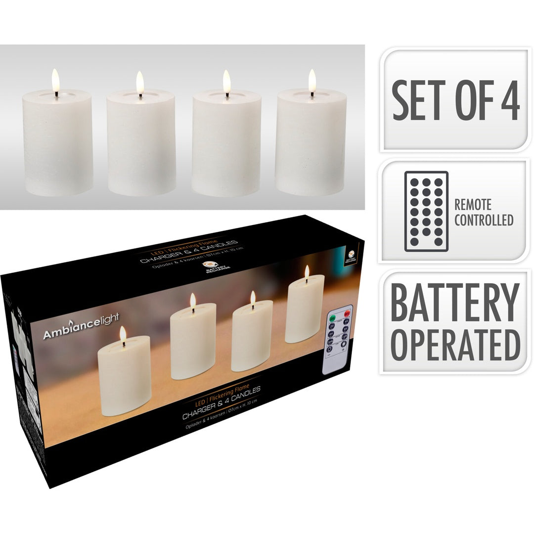 LED-lys Sett 4 stk | Oppladbare og effektive