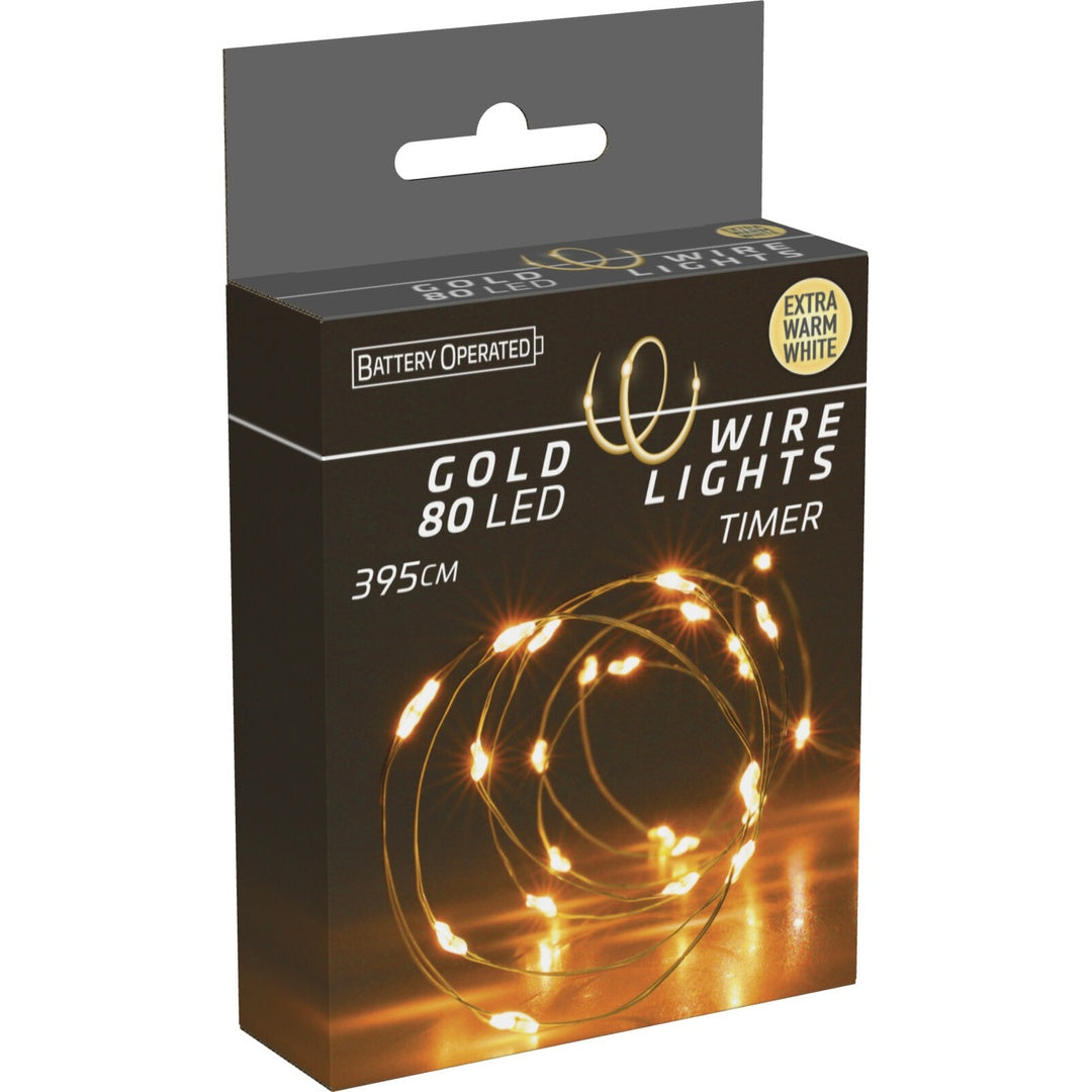 Lyslenke med gulltråd og 80 LED