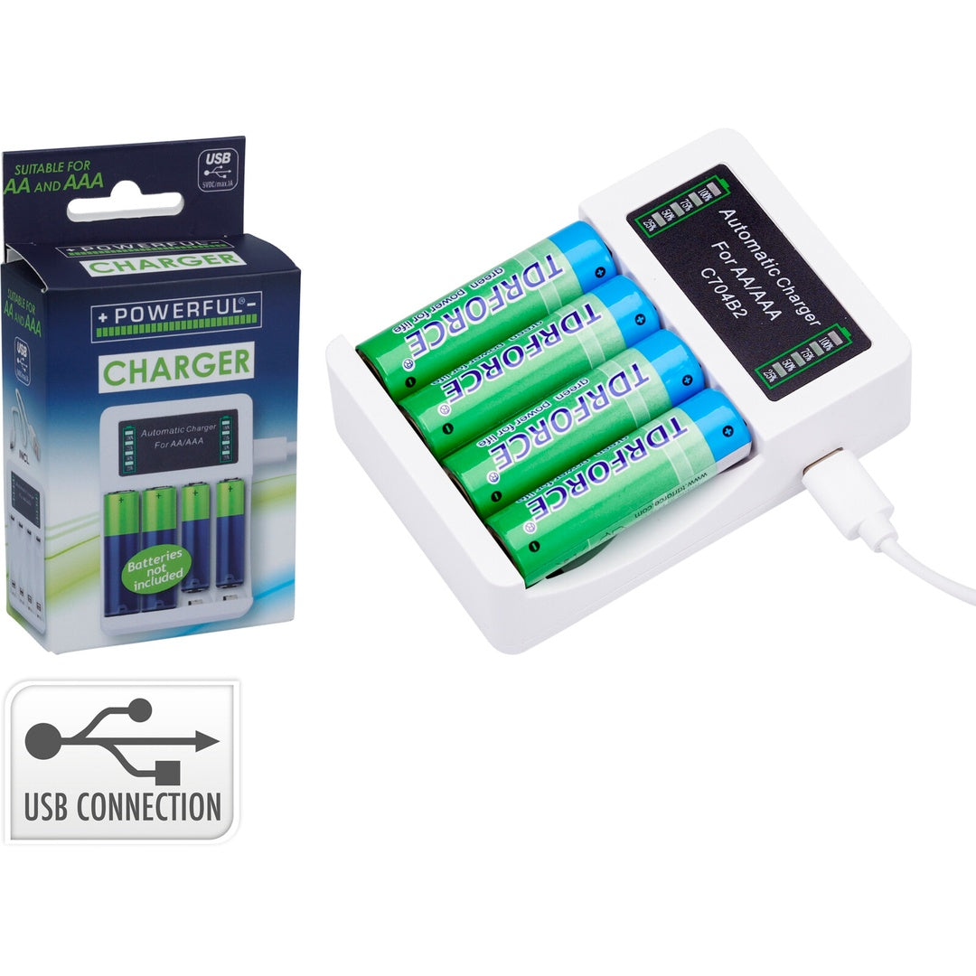Batterilader for AA og AAA batterier | Uten batterier