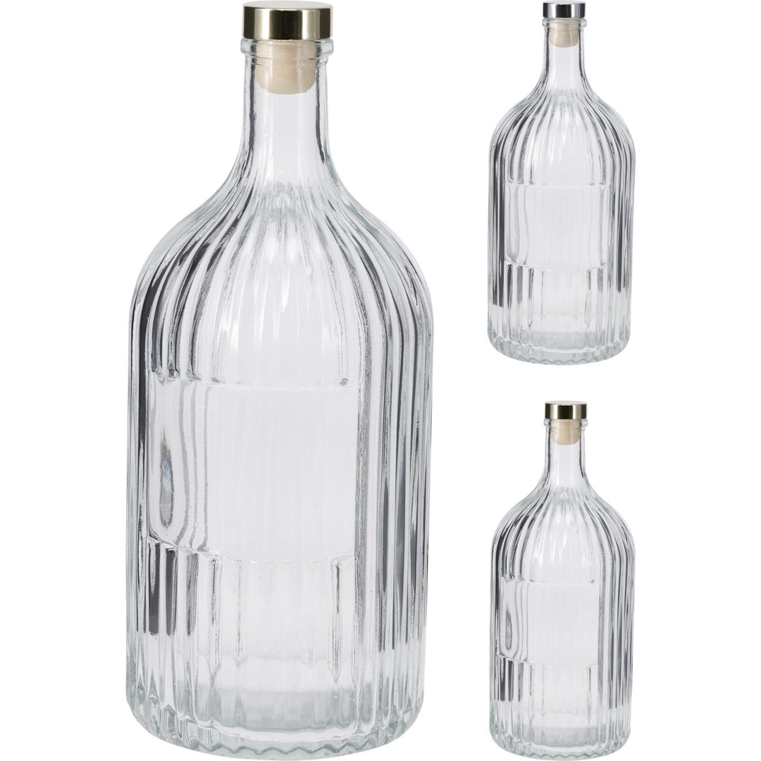 Glassflaske med Riller 1L | Excellent Houseware