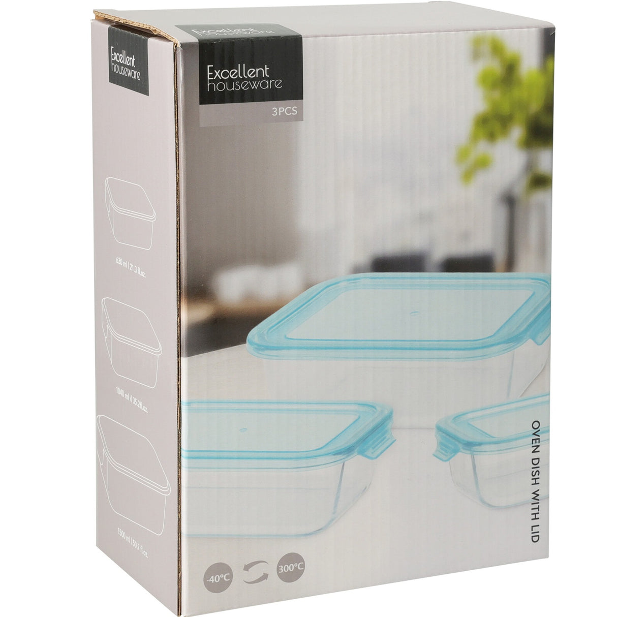 Excellent Houseware | Matoppbevaringssett i glass 3 størrelser