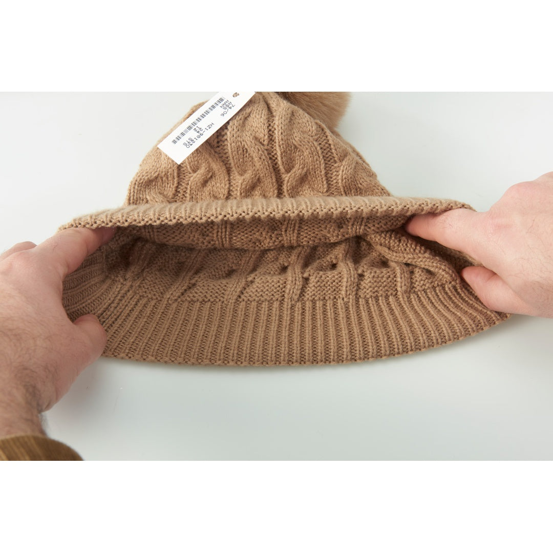 Lue strikket med POMPOM 22x21 cm | Flere farger