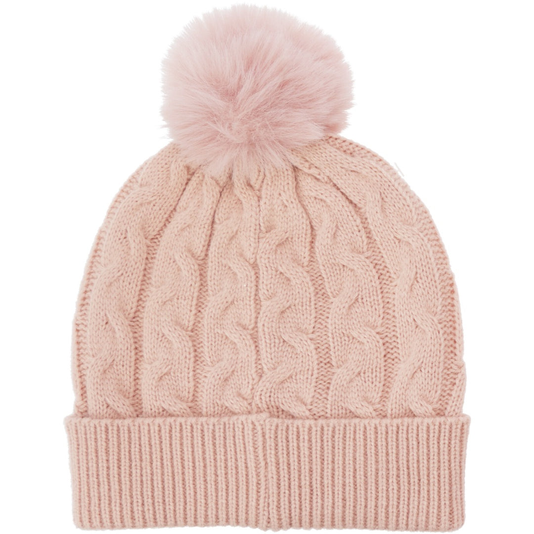 Lue strikket med POMPOM 22x21 cm | Flere farger