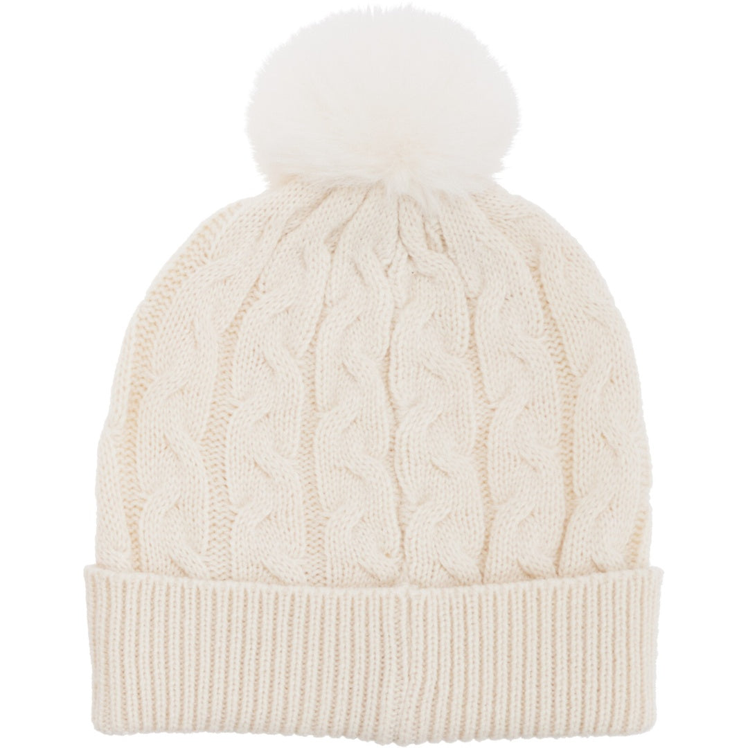 Lue strikket med POMPOM 22x21 cm | Flere farger