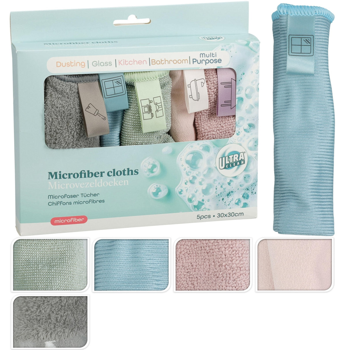 Ultra Clean | Sett med 5 Microfiberkluter