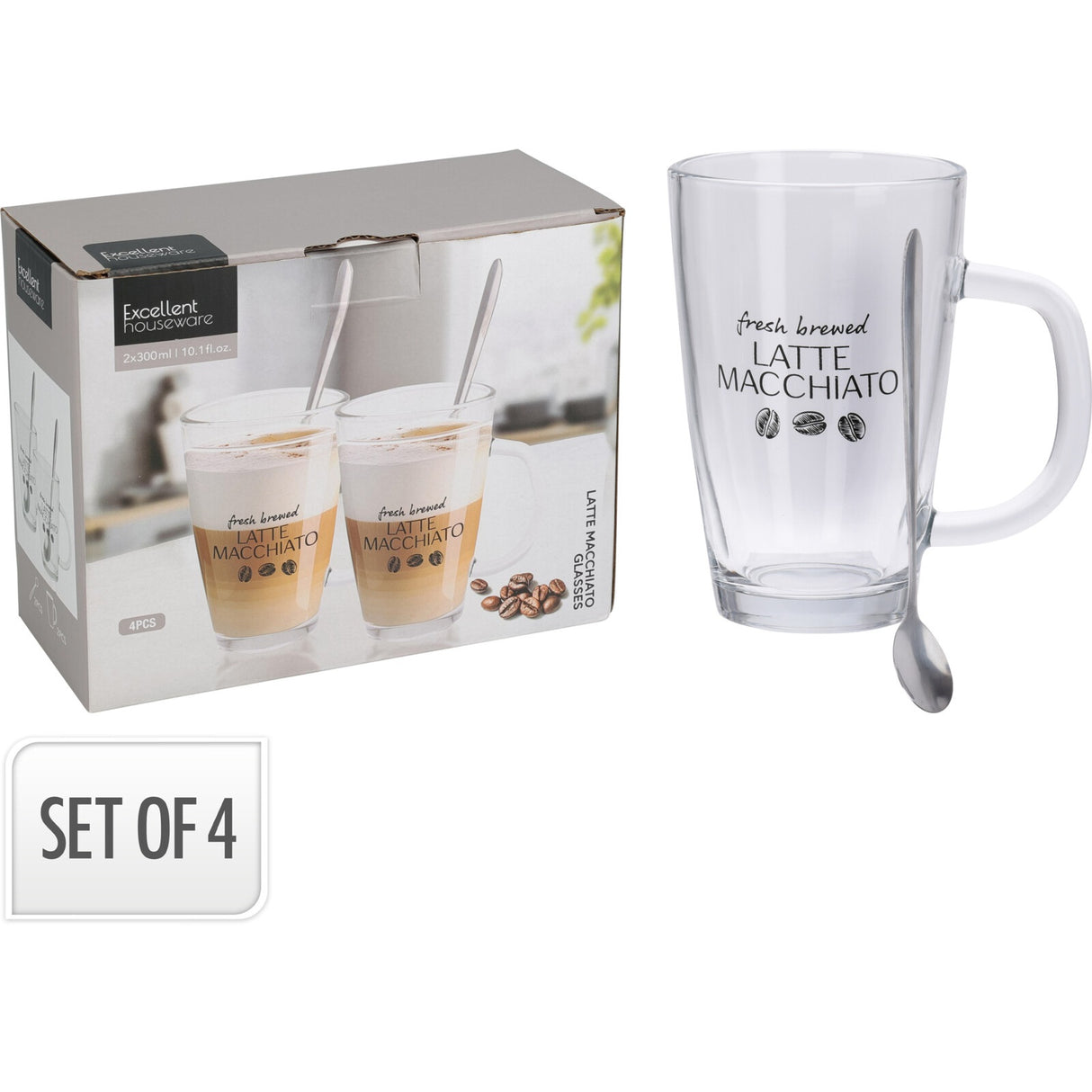 Latte Macchiato Sett 4 deler | Kaffe | 300ml