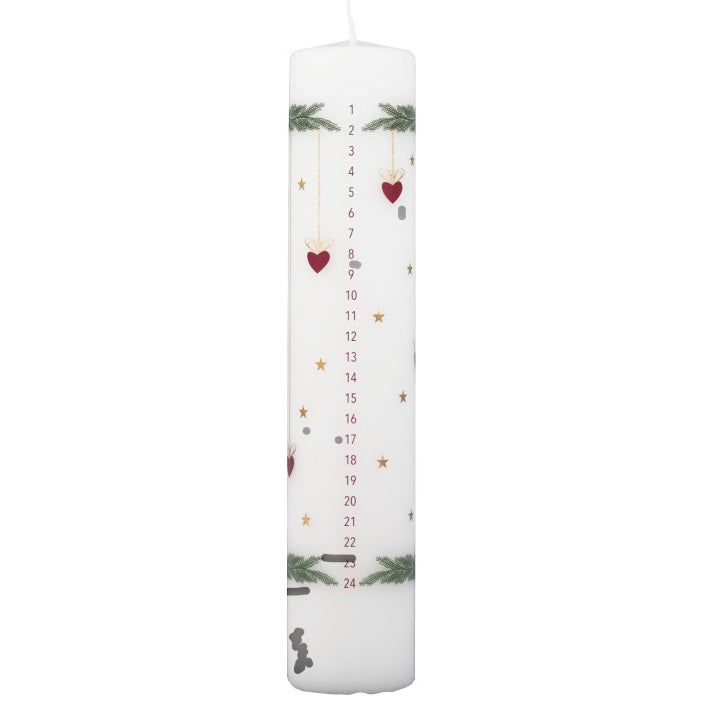 Unik Kalenderlys Kubbelys 5x25cm | Ca. 56t Brenntid til Advent