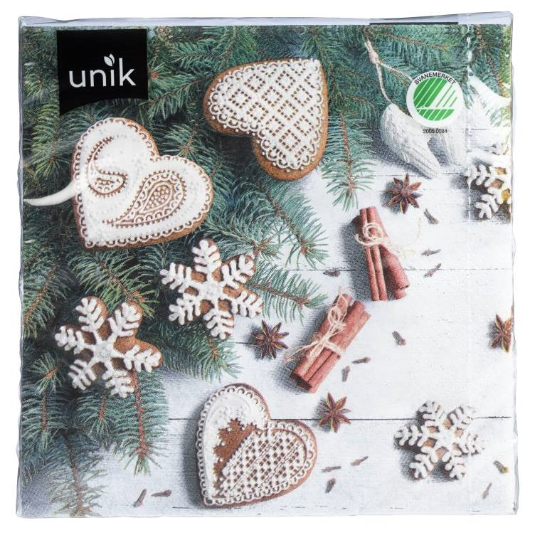 Unik Juleservietter Pepperkaker 33x33cm 20pk