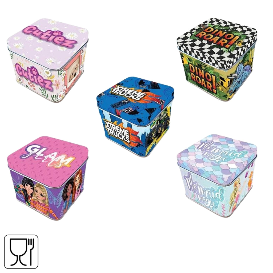Mini Oppbevaringsboks Metall 7.5cm | Barnemotiv | Matsikker