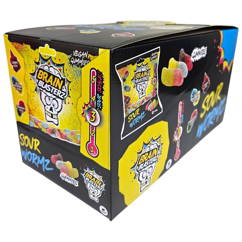 Brain Blasterz Sour Wormz 16x100g | Storpakk sur vingummi
