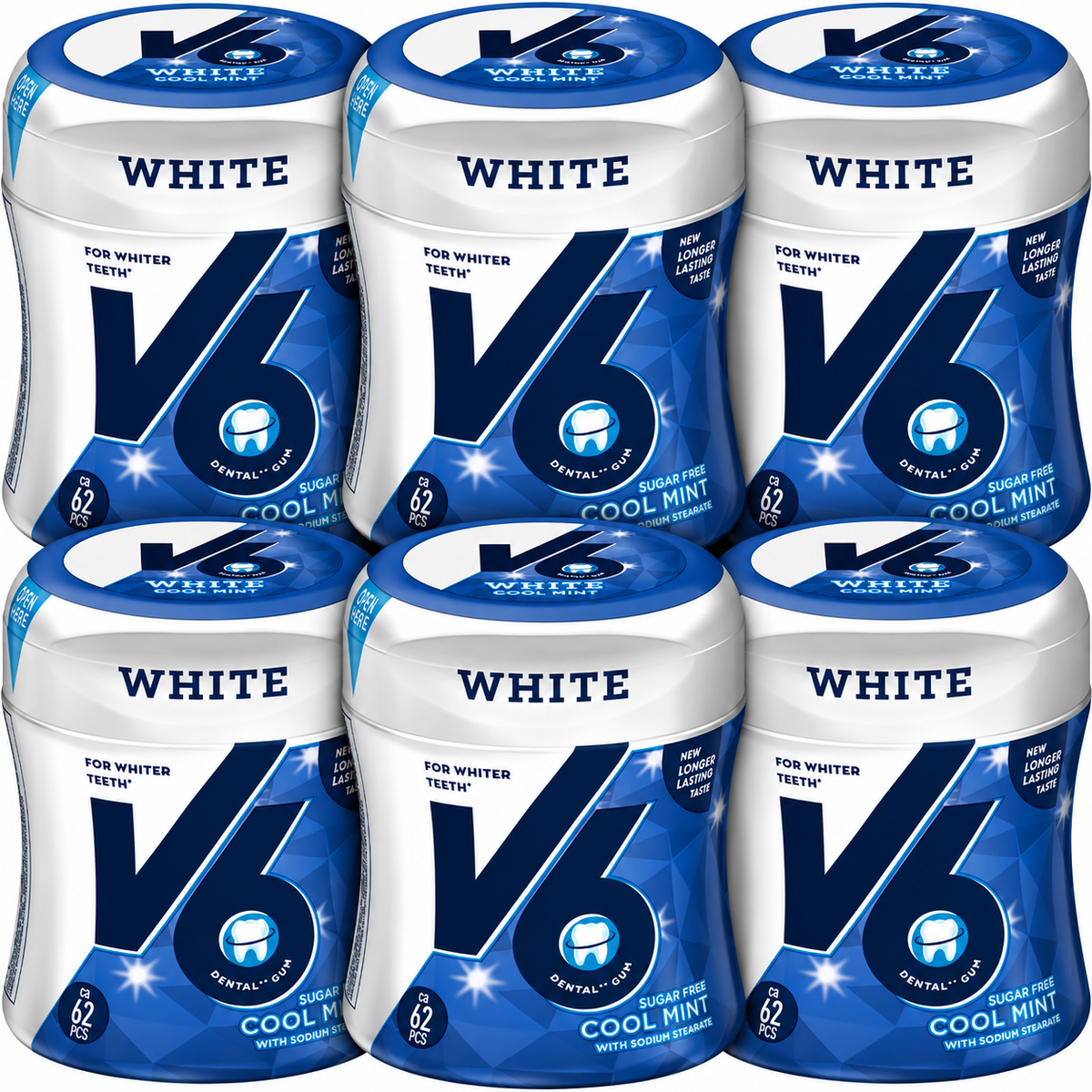 Datodeal - V6 White Tyggegummi Cool Mint 6x60pk | Storpakk