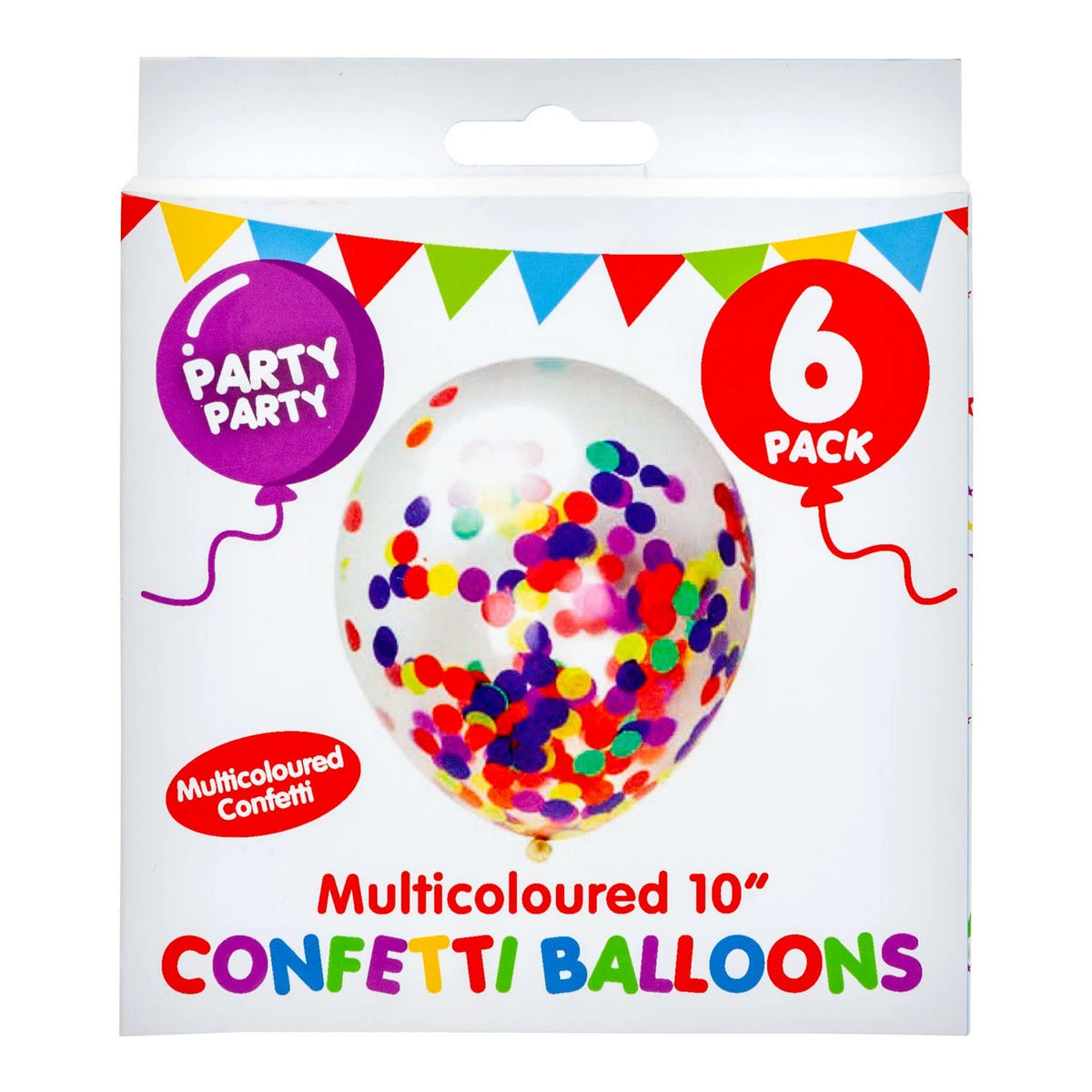 Konfettiballonger Flerfarget 6pk | 25cm