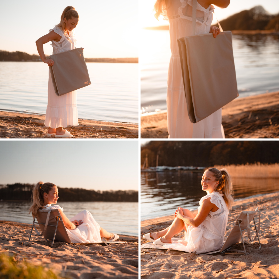 Foldbar Strandmatte med Ryggstøtte | 149x50cm