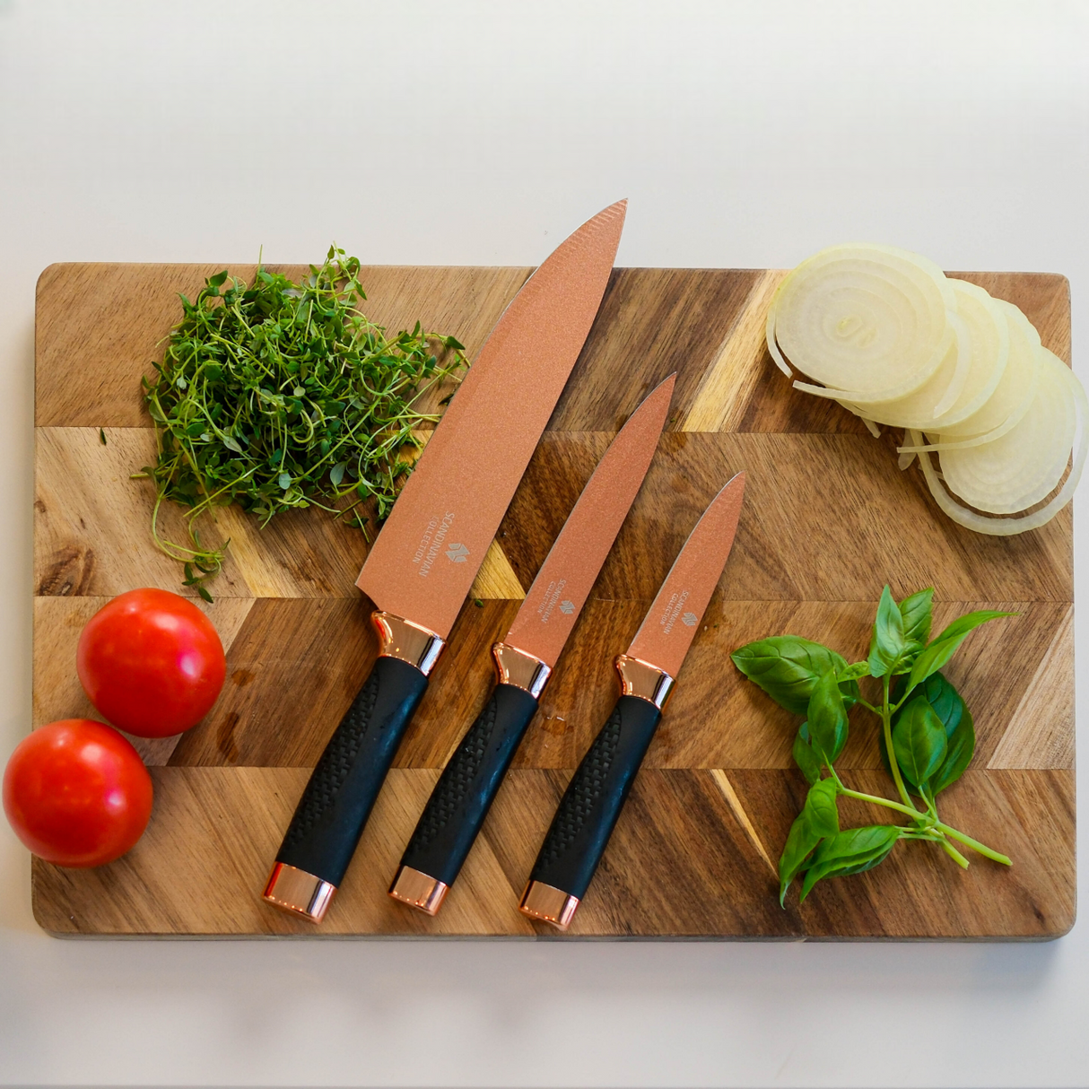 Knivsett Rosegull 3 Deler | Scandinavian Collection