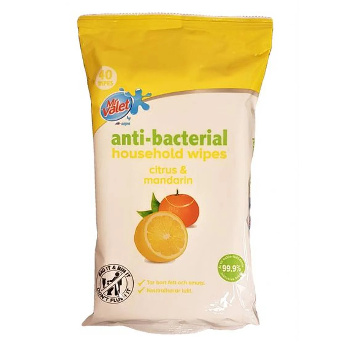 Antibakteriell Wipes Citrus & Mandarin 32x40pk | Storpakk