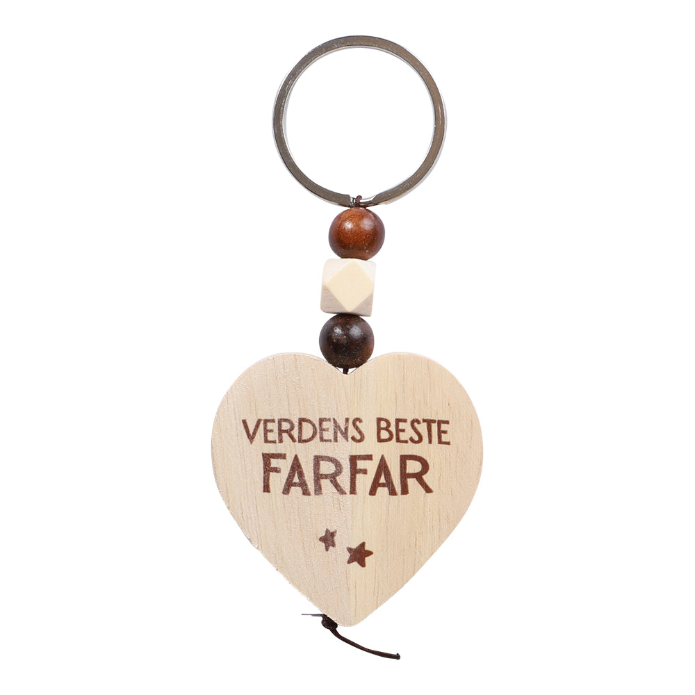 Keychain with wooden heart | World's best mom, dad and others.