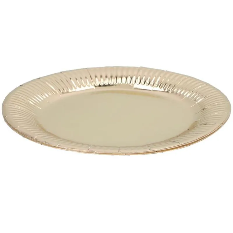 Papptallerkener 6pk 23cm Gull/Sølv Metallic