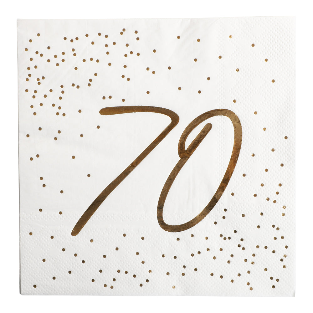 Napkins Gold Foil | 18, 20, 30, 40, 50, 60 and 70 - anniversary | 33x33 cm | 16 - pack