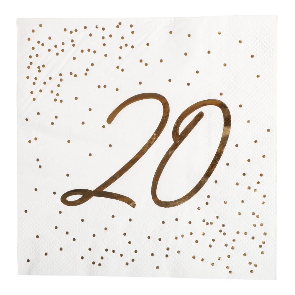 Napkins Gold Foil | 18, 20, 30, 40, 50, 60 and 70 - anniversary | 33x33 cm | 16 - pack