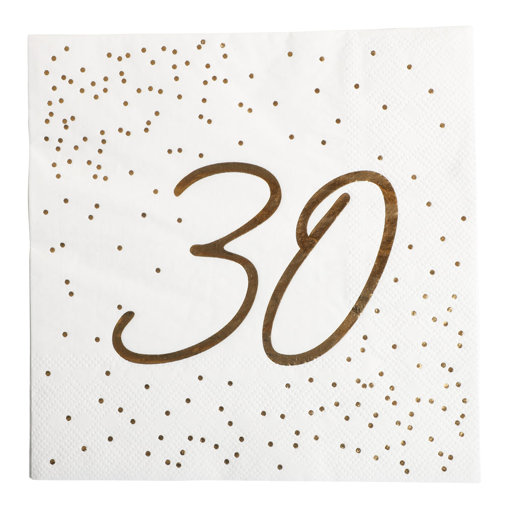 Napkins Gold Foil | 18, 20, 30, 40, 50, 60 and 70 - anniversary | 33x33 cm | 16 - pack