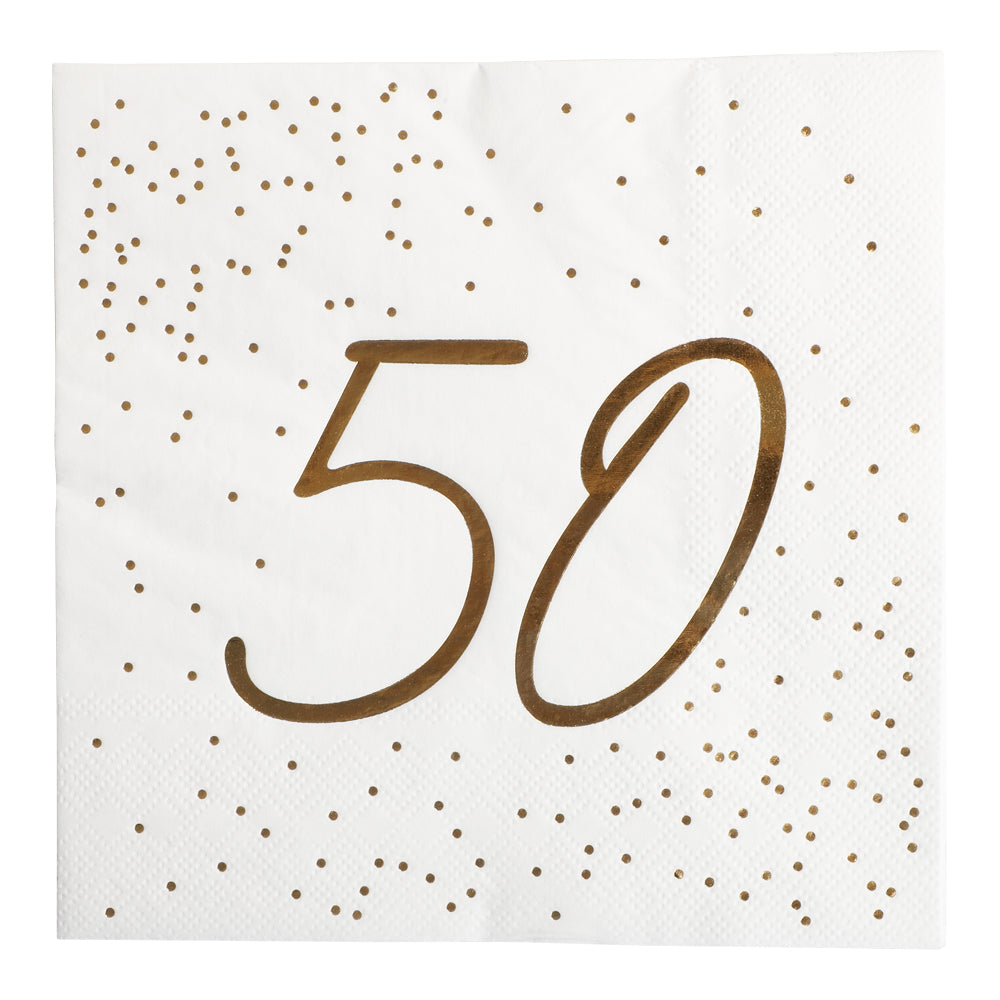 Napkins Gold Foil | 18, 20, 30, 40, 50, 60 and 70 - anniversary | 33x33 cm | 16 - pack