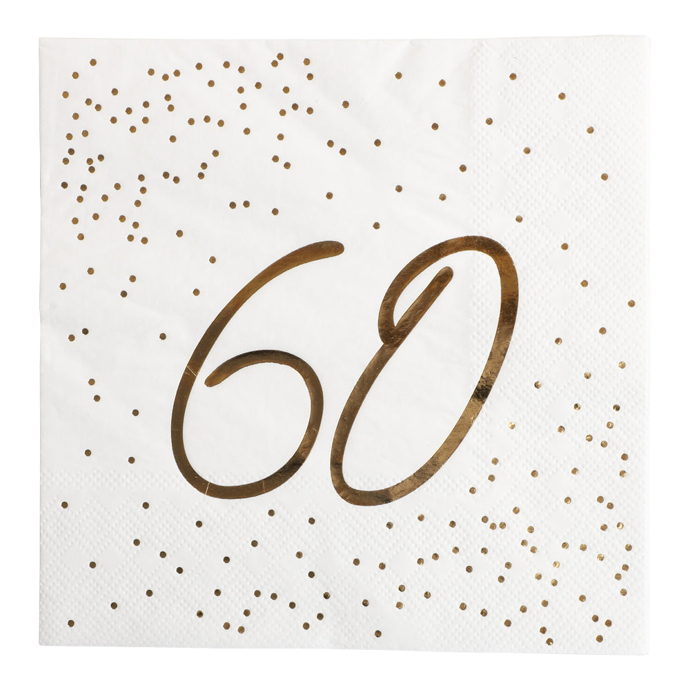 Napkins Gold Foil | 18, 20, 30, 40, 50, 60 and 70 - anniversary | 33x33 cm | 16 - pack
