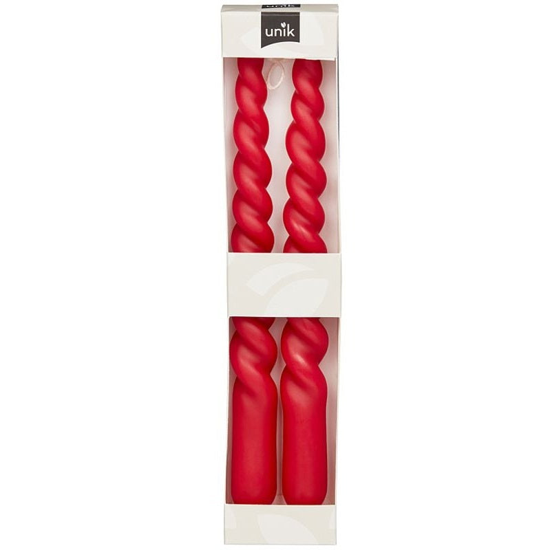 Unik Tvinnede Julelys Rød 24cm 12x2pk | Storpakk 24 Lys