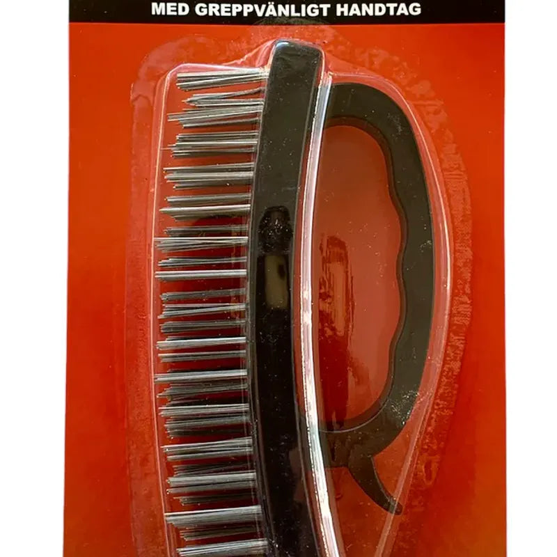 Stålbørste med Håndtak | 4 - raders | 16cm | Plastgrep