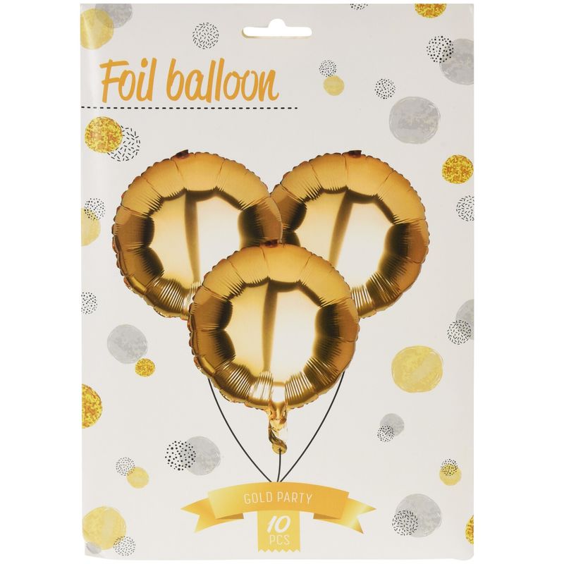 10pcs Round Foil Balloons Gold Color | 46cm