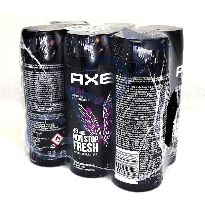 Axe Excite Spray 150ml 6pk Bulk Pack