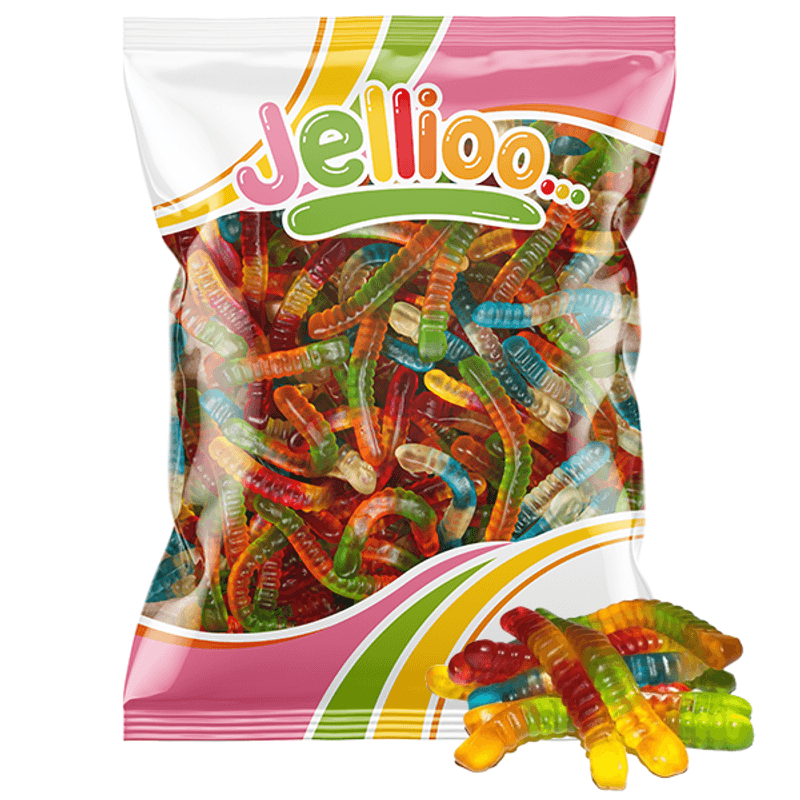 Jellioo Fruit Flavored Gummy Worms 1kg | Large Pack