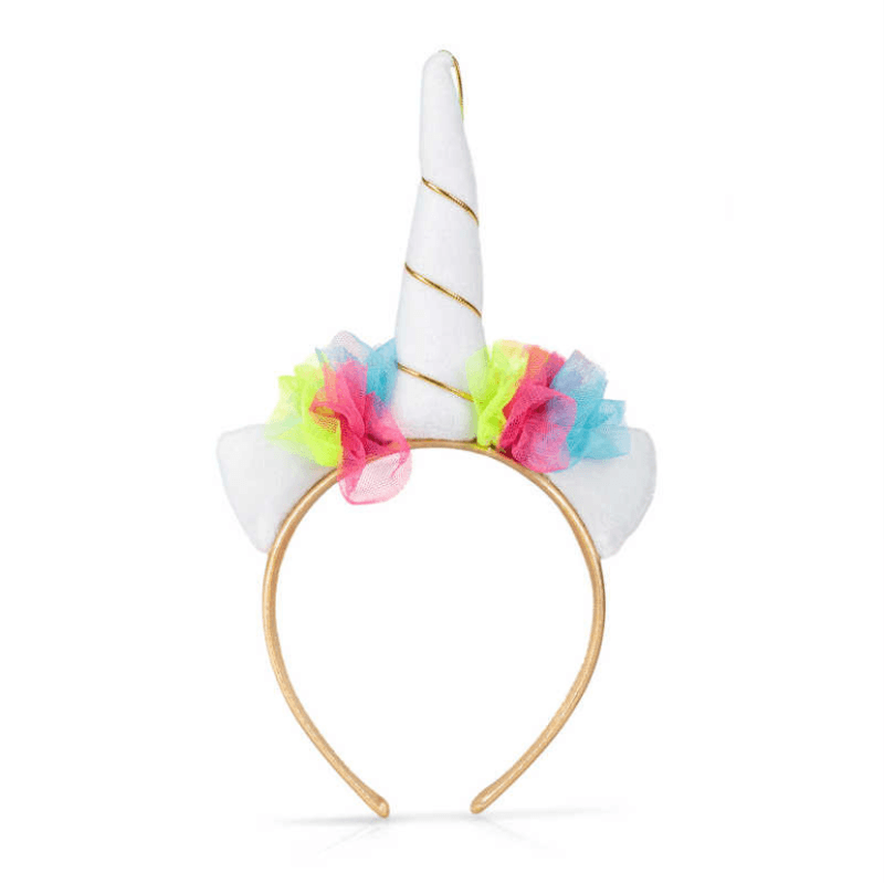 Unicorn Headband | Flower Wreath and Gold Horn | 32 cm